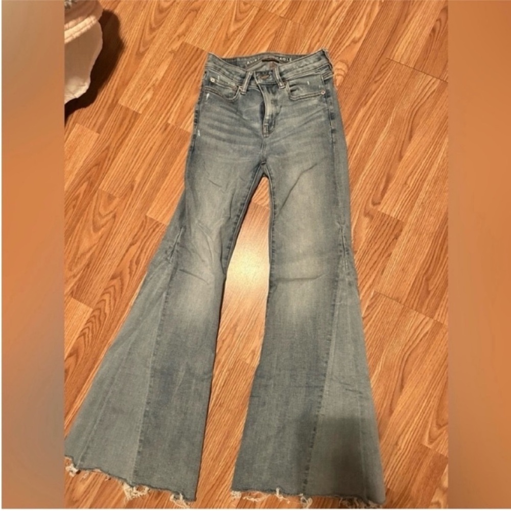 American eagle next level stretch wide leg jeans womens size 0 regular length